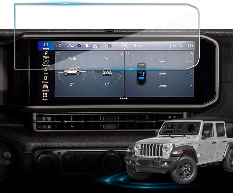 VIAROOM Screen Protector For Jeep Wrangler 2024-2026, Tempered Glass Protective Film For Wrangler JL Gladiator 4xe Sport Rubicon Sahara 2026 2025 2024 Accessories - 12.3 inch - Image 1